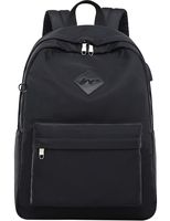 El-fmly Fashion School Shoulder Bookbag for Teen Girl 15.6 Inch Laptop Backpack with USB Charging Port Travel Rucksack with Luggage Strap Black