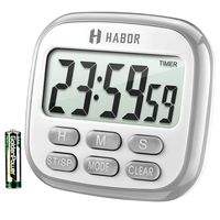 Habor Kitchen Timer, 24-Hours Digital Timer [Multifunctional] with Clock for Cooking, Loud Alarm & Strong Magnet, Count-Up & Count Down for Kitchen Baking Sports Games Office Study (Battery Included)