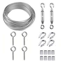 TooTaci Garden Wire/Picture Wire/Wire Fence Roll Kit, PVC Coated Heavy Duty 304 Stainless Steel Cable Rope,Lag Screw Eye Screw,Turnbuckle Wire Tensioner Strainer