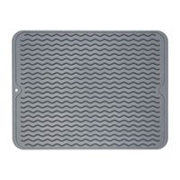 ZLR Silicone Dish Drying Mat Easy Clean Dishwasher Safe Heat Resistant Eco-Friendly Trivet Grey Large 15.8 inches X 12 inches