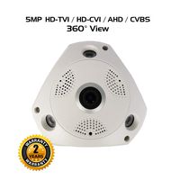 Ares Vision 4 in 1 5MP AHD, TVI, CVI, Analog Fish-Eye 180 Degree Wide View Camera w/IR Night Vision, Flush Mount