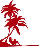 hBARSCI Tropical Beach Vacation Vinyl Decal - 5 Inches - for Cars, Trucks, Windows, Laptops, Tablets, Outdoor-Grade 2.5mil Thick Vinyl - Red
