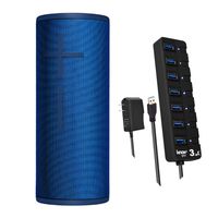 Ultimate Ears Boom 3 Portable Wireless Bluetooth Speaker (Lagoon Blue) Bundle with Knox Gear 7-Port USB 3.0 Hub