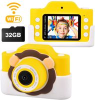 NEZA Kids Digital Camera for Boys with WiFi , Mini Lion Rechargeable Children Camera Shockproof 24MP HD Toddler Cameras Child Camcorder (32GB Memory Card Included)