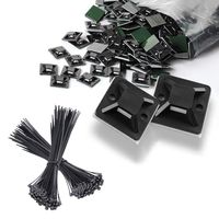MOAMUN Cable Tie Mounts, 200pcs Zip Tie Bases with Self-adhesive Super-tape Strap and 200pc Self-locking Cable Ties for Management of Power Lines(400, 1818mm)