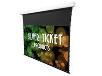 MPT169120 Silver Ticket Products 120" 16:9 4K / 8K Tab Tension Electric Projection Screen, Wall, Ceiling or Cable Mount (Matte White, 16:9, 120")