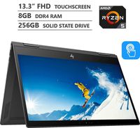 2019 Newest HP ENVY x360 Premium 13.3" 2-in-1 FHD IPS Touchscreen Laptop, AMD Ryzen 5 2500U up to 3.60GHz, 8GB RAM, 256GB M.2 SSD, Backlit Keyboard, Wireless-AC, Bluetooth, Windows 10, Dark Ash Silver