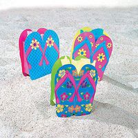Fun Express - Flip Flop Gift Bags for Spring - Party Supplies - Bags - Paper Gift W & Handles - Spring - 12 Pieces