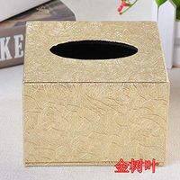 T-ZJHC Creative Napkin Tray Hotel European Small Napkin Tray Square Tray Paper Towel Box, Gold Leaves, 12 12 8.5