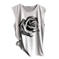 Xinantime Womens Sleeveless Sunflower Print Shirt Casual Loose Tank Top Soft Comfortable Top(Gray,L)