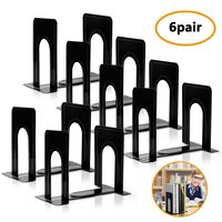 Bookends, Medium Black Bookend Support, Size of 7.3 x 5 x 6.1 Inch, Set of 6 Pairs