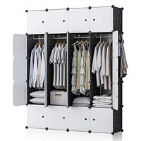 GEORGE&DANIS Portable Wardrobe Closet Plastic Dresser Bedroom Armoire DIY Cube Storage Organizer, Black, 18 inches Depth, 4x5 Tiers