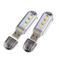 jiedream Outdoor Mini Portable Bright 3 LED Night Light USB Lamp for PC Laptop Reading (White Light)