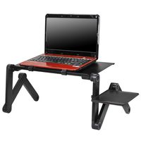 SUPE RDEAL Adjustable Aluminum Vented Laptop Desk/Stand/Table for Bed & Sofa with CPU Cooling Fans Mouse Pad Light Weight Ergonomic TV Bed Lap Tray Stand Up/Sitting-Black