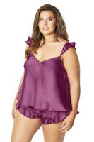 Oh là là Chéri Lingerie for Women Cami & Short Lola Satin Purple 1X/2X