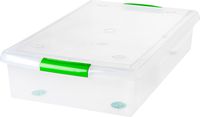 IRIS 40 Quart Underbed Store and Slide Storage Box- Green Handle, Clear