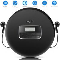 HOTT Portable CD Player Personal Small Walkman CD Disc Player, with Electronic Anti-Skip Anti-Shock Protection (Black)