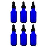 Super Z Outlet 1oz Glass Bottles with Glass Eye Dropper Dispenser for Essential Oils, Kitchen Tools, Chemistry Lab Chemicals, Colognes & Perfumes (6 Pack) (Cobalt Blue)