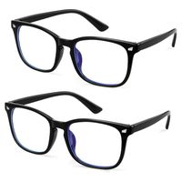 GEKKALE Blue Light Blocking Glasses for Men Women, Anti Blue Light Computer Reading Gaming Glasses, Anti Eyestrain UV Filter Lens Lightweight Frame Eyeglasses (Black-2 Pack)