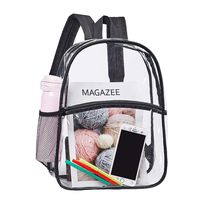 Heavy Duty Clear Backpack, Transparent PVC Concert Mini Backpacks, See Through Outdoor Bag for Security Travel, Sports Events(Black)