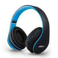 Bluetooth Headphones Wireless, Puersit Foldable and Light Weight Over Ear Headset，Wireless and Wired Headphones with Microphone for iPhone Samsung TV PC Laptop(Black-Blue)