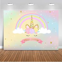 Mehofoto Unicorn Birthday Backdrop Unicorn Rainbow Cloud Photography Background 7x5ft Vinyl Unicorn Themed Birthday Party Banner Supplies
