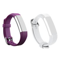 Fitbit Alta Band, Silicone Replacement Band for Fitbit Alta HR and Alta Band With Metal Clasp (Deep purple&White/#A, Small 5.5" - 6.7" wrist)