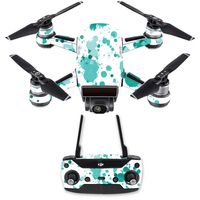 MightySkins Skin Compatible with DJI Spark Drone & Controller - Teal Splatter | Protective, Durable, and Unique Vinyl Decal wrap Cover | Easy to Apply, Remove, and Change Styles | Made in The USA
