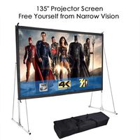 Instahibit 135" Portable Fast Folding Projector Screen 16:9 HD with Stand and Carry Bag for Indoor Outdoor