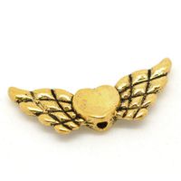 Yc 50pcs Antique Gold Heart with Wing Spacer Beads 22x9mm Loose Metal Beads Craft DIY Jewelry Making Findings Charms Pendants