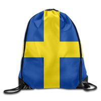 Swedish Flag Mens Lightweight Drawstring Backpack Gymbag Gymsack String Sackpack Knapsack For Sports