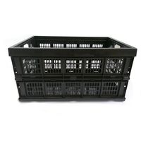 POOLWHALE 45 Liter Collapsible Storage Bin/Container: Grated Wall Utility Basket/Tote,Black