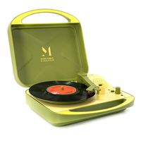 Record Player, Portable Suitcase Turntable for Vinyl Record, Belt Driven 2 Speed Stereo Turntable with Built in Speakers, Support 3.5mm AUX (Green)