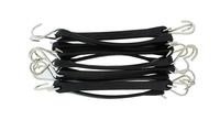 ABN EPDM Rubber Straps - 10in Black Rubber Tie Down Straps with Hooks (18in Max Stretch) Rubber Bungee Cords, 10 Pack