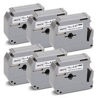 JetSir M-231 MK231 M-K231 Label Tape Cartridge 6-Pack,Use on Brother P-Touch PT-90 PT-M95 PTM95M PT-70SR PT-80 PT-70BM PT-70 PT-55BM Label Maker, Black on White, 0.47 in x 26.2 ft/(12mm) X (8m)