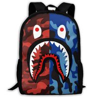 Sunmoonet Bape Shark Pattern Backpack, Lightweight Multi-Function College School Laptop Bookbag 17 Inches