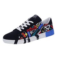 Fashion Graffiti Sneakers Men Casual Lace-Up Colorful Canvas Tennis Gym Sport Shoes REYO