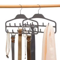 Elong Home Belt Hanger Rack Holder 2 Pack, Sturdy Belt Organizer with 360 Degree Swivel, 11 Large Belt Hooks for Closet, Non Slip Rubberized Belt Storage, Gray