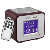 HANNLOMAX HX-113CR Wooden MP3 Mini Stereo System, Alarm Clock FM Radio, USB Port, Card Reader & Aux-in Jack, 2 x 3W Powerful Hi-Fi Speaker, Calendar and Thermometer, Built-in Rechargeable Battery, LCD