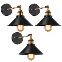 Vintage Wall Sconce Licperron Black Antique 240 Degree Adjustable Industrial Wall Light for Restaurants Galleries Aisle Kitchen Room Doorway 3 Pack.