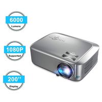 Projector Native 1080P Projector Full HD 4K, with 6000 Lux 200'' Display 50000 Hours LED Compatible with Smartphone/HDMI/VGA/USB/TV Box/Laptop/DVD/PS4,Indoor & Outdoor Projector for Home Theater