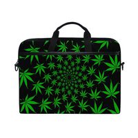Use4 Green Marijuana Leaf 15 inch Laptop Sleeve Case Briefcase Messenger Notebook Computer Bag Shoulder Strap Handle for Men Women Boy Girls