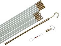 StartFine Fiberglass Fish Tape Cable Rods Fish stick Wire Running Fish Tape Kit Connectable Cable Puller Pull Push Electrical Wire Rods with Hook and Eye Noodler14ft