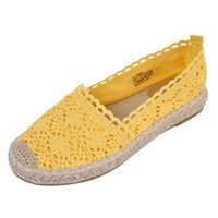 JENN ARDOR Women's Espadrille Sneakers Casual Flats Classic Slip-On Hollow Shoes Yellow