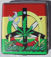 Metal Cigarette Case Rasta Design - Book Open Style - Fits king size