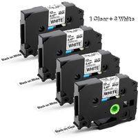 Replace P-Touch TZe-231 TZe-131 12mm 0.47 Inch Black on White Clear Laminated Label Tape Compatible with Brother Ptouch PTD210 PTH100 Label Maker, 1/2 Inch x 26.2 Feet (8m) 4-PK