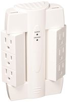 Globe Electric 6-Outlet Swivel Space Saving 2 USB Port Surge Protector Wall Tap, Android, iPad, iPhone, iPod Compatible, 2100 Joules, 2.1 AMP Charge, White Finish 7791301