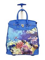 Trendy Flyer 19" Computer/Laptop Bag Tote Duffel Rolling Wheel Case Purse Tablet (Blue Ocean)