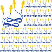 Corded Ear Plugs Silicone Waterproof Ear Plugs for Sleeping Snoring Swimming Shooting, Ear Plugs Noise Cancelling and Hearing Protection (50 Pairs, Yellow and Dark Blue)