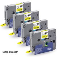 Absonic Tze-S621 Tze S621 Tape 9mm 0.35'' Laminated Yellow Extra Strength Compatible for Brother P-Touch PT-D210 PT-D200 PT-D400 PT-D600 PTH110 PT-H100 PT-P710BT Label Maker, 3/8in x 26.2ft, 4-Pack